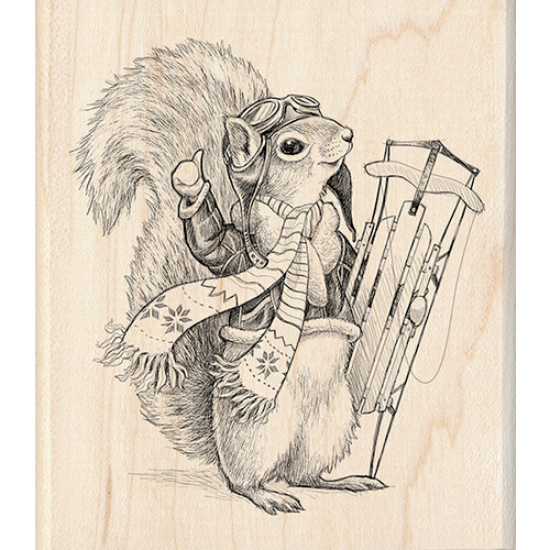 Inkadinkado - Wood Mounted Stamps - Squirrel Sledder