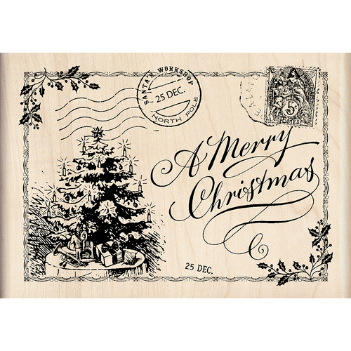 Inkadinkado - Christmas - Wood Mounted Stamps - Christmas Postcard