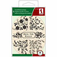 Inkadinkado - Holiday Collection - Wood Mounted Stamps - Holiday Garland Oval Set