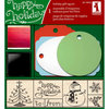 Inkadinkado - Holiday Collection - Wood Mounted Stamps and Gift Tag Set - Happy Holiday