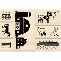 Inkadinkado - Stamp-a-Story Collection - Wood Mounted Stamps - Life in the Country Set