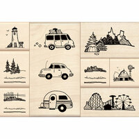 Inkadinkado - Stamp-a-Story Collection - Wood Mounted Stamps - On the Road Set
