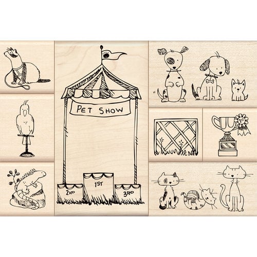 Inkadinkado - Stamp-a-Story Collection - Wood Mounted Stamps - Pet Show Set