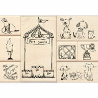 Inkadinkado - Stamp-a-Story Collection - Wood Mounted Stamps - Pet Show Set
