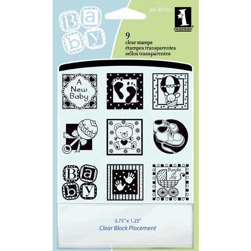 Inkadinkado - Refresh Collection - Clear Acrylic Stamp Set with Acrylic Block - Baby Inchie