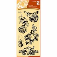 Inkadinkado - Fall Collection - Clear Acrylic Stamp Set - Pumpkins and Flourish