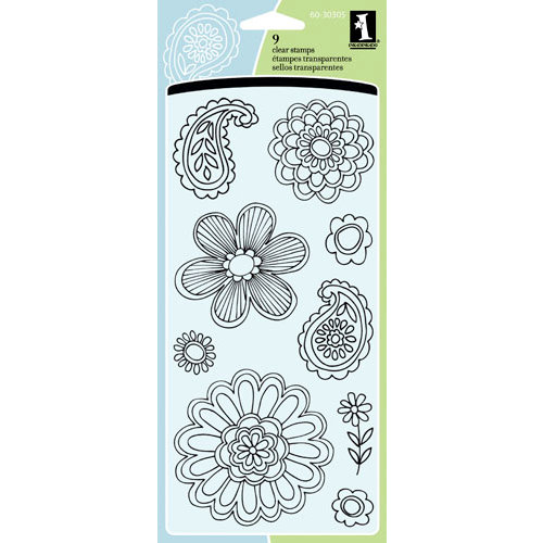 Inkadinkado - Spring Collection - Clear Acrylic Stamps - Mod Flowers