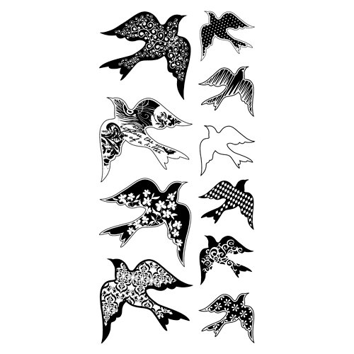 Inkadinkado - Clear Acrylic Stamps - Patterned Birds