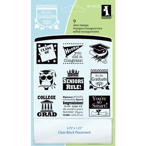 Inkadinkado - Clear Acrylic Stamp Set with Acrylic Block - Graduation