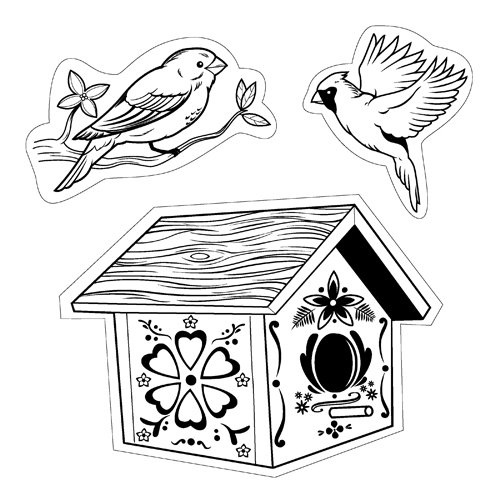 Inkadinkado - Inkadinkaclings Collection - Rubber Stamps - Birds House