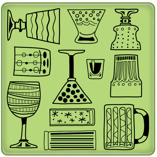 Inkadinkado - Spring Collection - Inkadinkaclings - Rubber Stamps - Cocktail Party Glasses