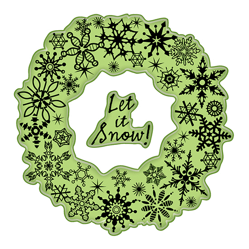 Inkadinkado - Christmas - Inkadinkaclings - Rubber Stamps - Snowflake Wreath
