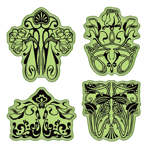 Inkadinkado - Stamping Gear Collection - Inkadinkaclings - Rubber Stamps - Art Nouveau Floral Patterns