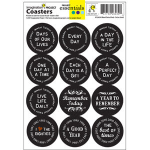 Imagination Project - Project Essentials - Totally Dated - Coasters - Mixed Dates - Black, CLEARANCE