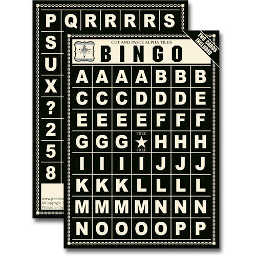 Jenni Bowlin Studio - Bingo Card Alphabet Tiles - Black, CLEARANCE