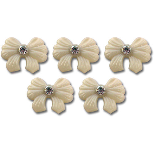 Jenni Bowlin Studio - Self Adhesive Rhinestone Bow Embellishments - Cream