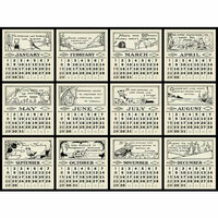Jenni Bowlin Studio - 12 General Calendar Cards - 3 x 3  Vintage