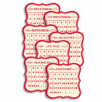 Jenni Bowlin Studio - 12 General Die Cut Calendar Cards - 3 x 3 - Red