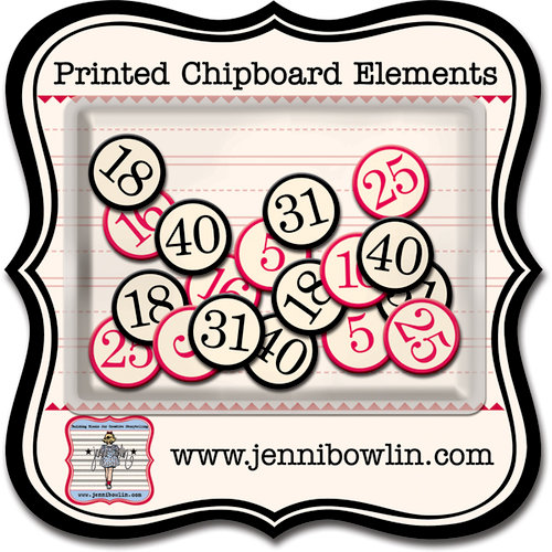 Jenni Bowlin Studio - Printed Chipboard Shapes - Bingo Numbers