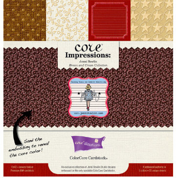 Jenni Bowlin Studio - Core'dinations Core Impressions - 12 x 12 Embossed Color Core Cardstock Pack - Brown and Cream