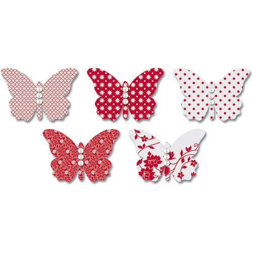 Jenni Bowlin Studio - Vellum Embellished Butterflies with Jewels - Red, CLEARANCE