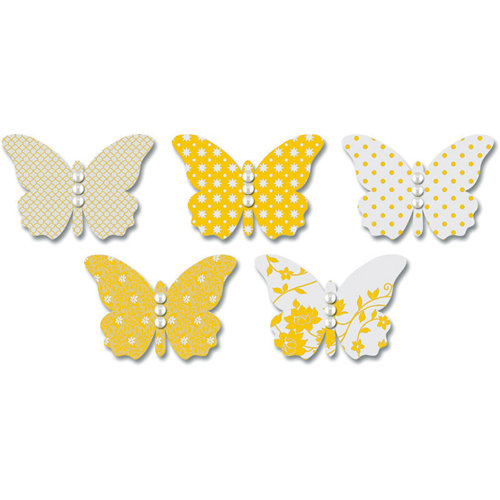 Jenni Bowlin Studio - Vellum Embellished Butterflies with Jewels - Yellow, CLEARANCE