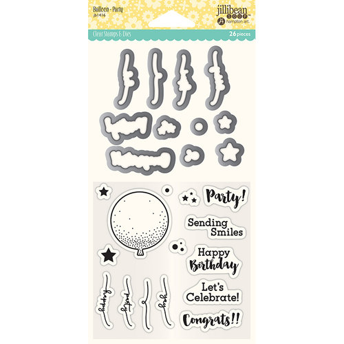 Jillibean Soup - Shaker Die and Clear Acrylic Stamp Set - Balloon Party
