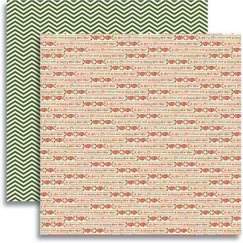 Jenni Bowlin Studio - Christmas 2012 Collection - 12 x 12 Double Sided Paper - Christmas Ribbon