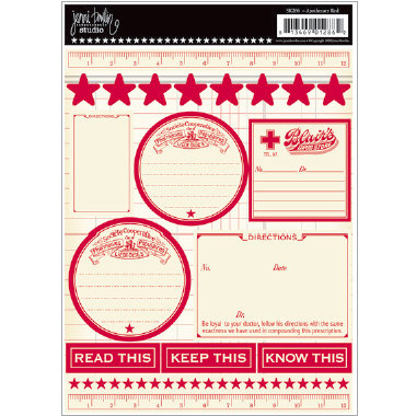 Jenni Bowlin Studio - Apothecary Stickers - Red, CLEARANCE