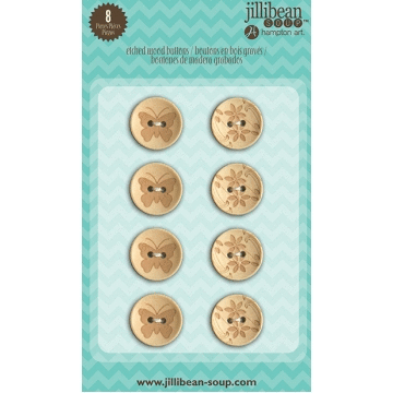 Jillibean Soup - Stampables - Etched Wood Buttons