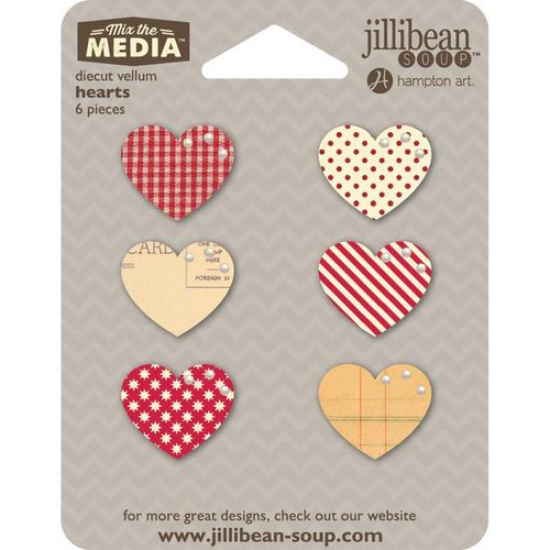 Jillibean Soup - Mix the Media Collection - Die Cut Vellum Shapes - Hearts