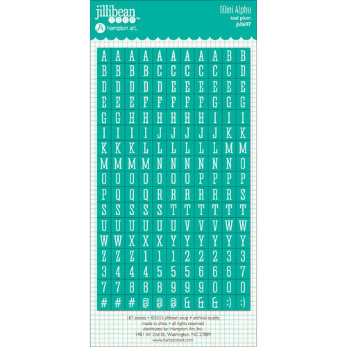 Jillibean Soup - Cardstock Stickers - Mini Alphabet - Teal