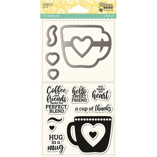 Jillibean Soup - Shaker Die and Clear Acrylic Stamp Set - Hug in a Mug