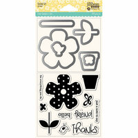 Jillibean Soup - Shaker Die and Clear Acrylic Stamp Set - Flower Thanks