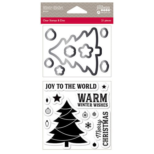 Jillibean Soup - Christmas - Shaker Die and Clear Acrylic Stamp Set - Winter Wishes