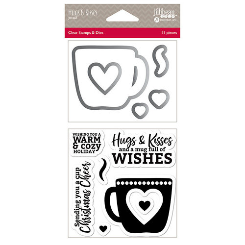 Jillibean Soup - Christmas - Shaker Die and Clear Acrylic Stamp Set - Hugs and Kisses