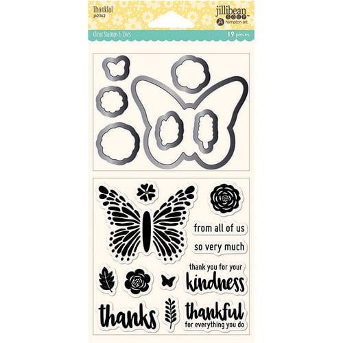 Jillibean Soup - Shaker Die and Clear Acrylic Stamp Set - Thankful