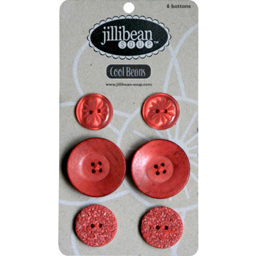 Jillibean Soup - Cool Beans Collection - Buttons - Red, CLEARANCE