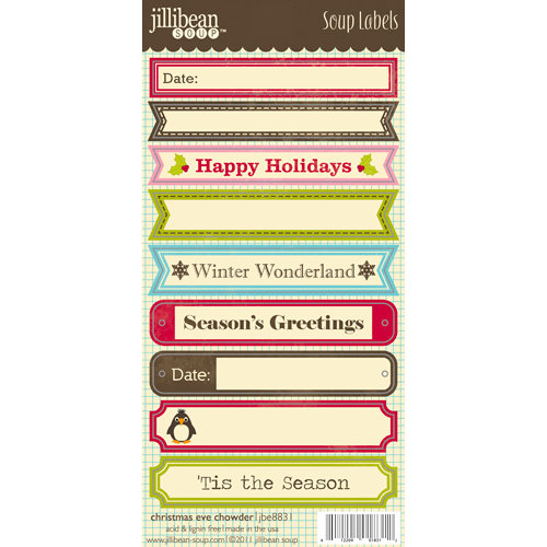 Jillibean Soup - Christmas Eve Chowder Collection - Cardstock Stickers - Soup Labels