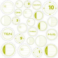 Jillibean Soup - Journaling Sprouts Collection - Mixed Cardstock Pieces - Circle Numbers Green, CLEARANCE