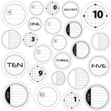 Jillibean Soup - Journaling Sprouts Collection - Mixed Cardstock Pieces - Circle Numbers Black, CLEARANCE