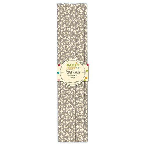 Jillibean Soup - Party Playground Collection - Paper Straws - Licorice Grey Floral