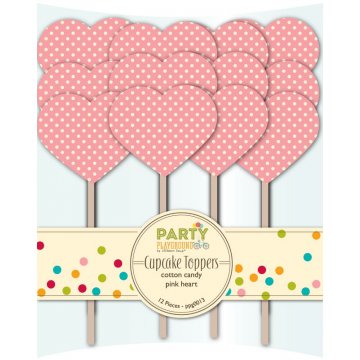Jillibean Soup - Party Playground Collection - Cupcake Toppers - Cotton Candy Pink Heart