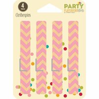 Jillibean Soup - Party Playground Collection - Clothespins - Cotton Candy Pink Chevron