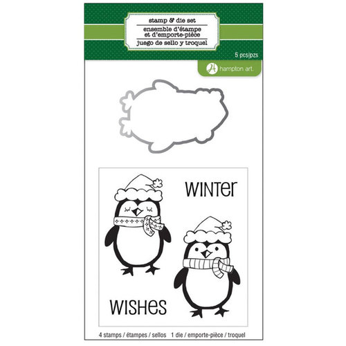 Hampton Art - Designer Die and Clear Acrylic Stamps Set - Christmas - Penguin