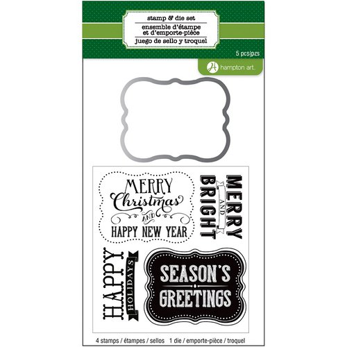 Hampton Art - Designer Die and Clear Acrylic Stamps Set - Christmas - Chalkboard Labels