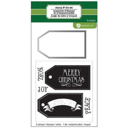 Hampton Art - Designer Die and Clear Acrylic Stamps Set - Christmas - Tag