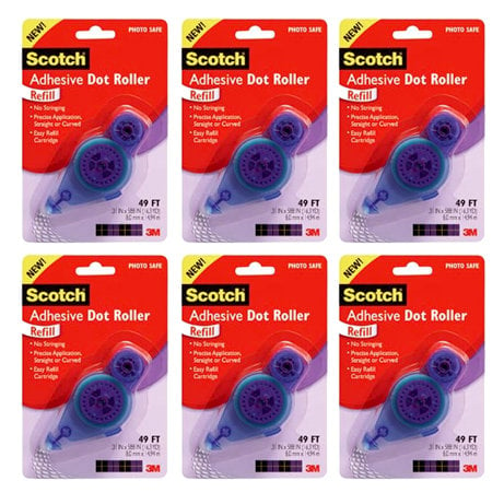 Scotch - Adhesive Dot Roller - Permanent - Dots Roller Refill - 49 Feet - Six Pack Bargain Pack