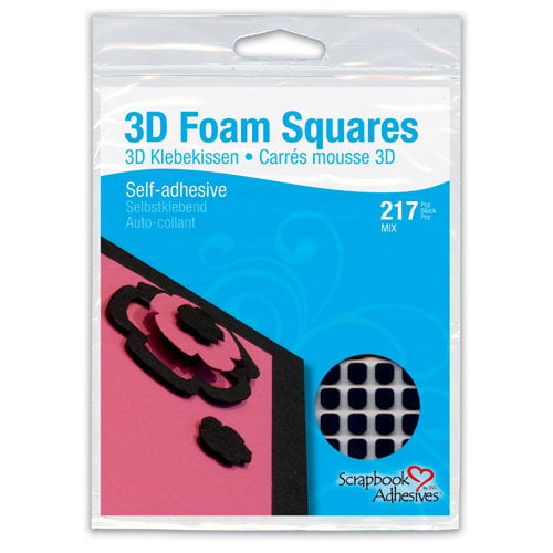 3L - Scrapbook Adhesives - 3D Regular and Small Foam Squares - Black