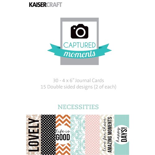 Kaisercraft - Captured Moments Collection - 4 x 6 Double Sided Journal Cards - Necessities